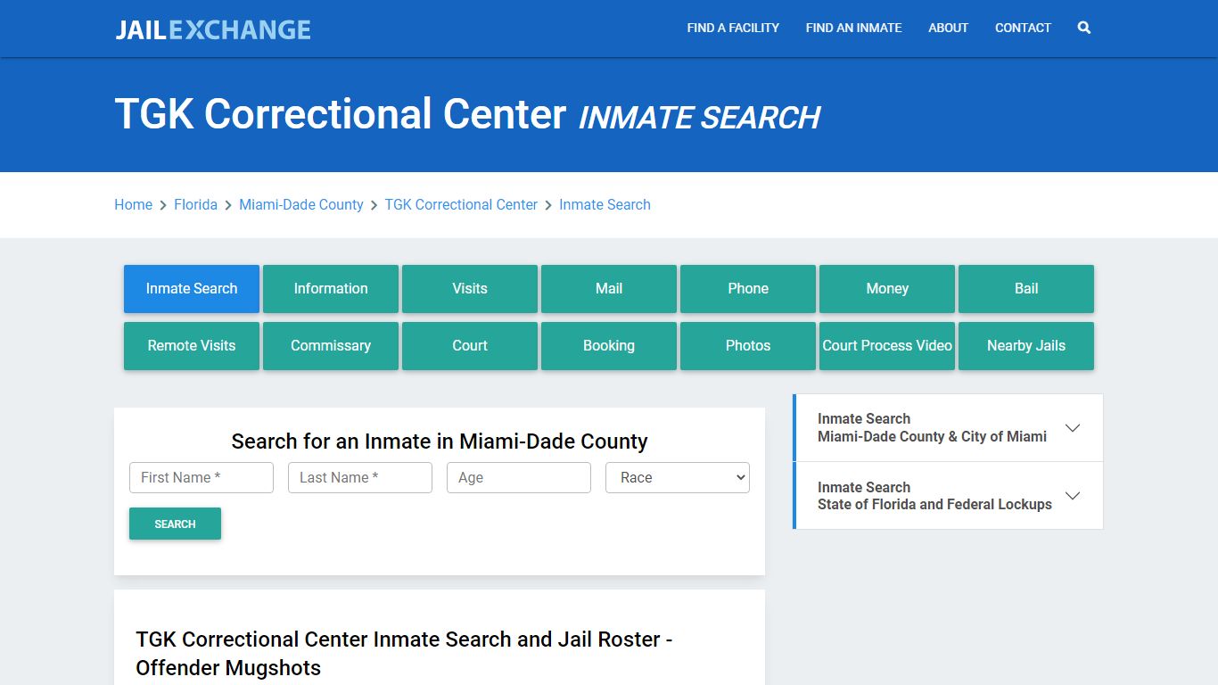 TGK Correctional Center, FL Inmate Search: Roster & Mugshots