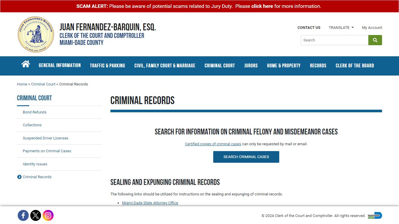 Criminal Records - Miami-Dade Clerk