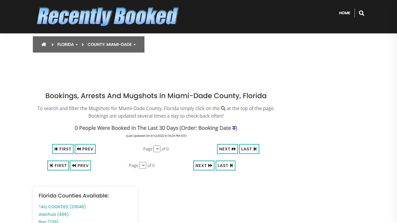 Bookings, Arrests and Mugshots in Miami-Dade County, Florida